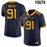 Youth West Virginia Mountaineers NCAA #91 Sean Martin Navy Authentic Nike Stitched College Football Jersey UP15C54NB